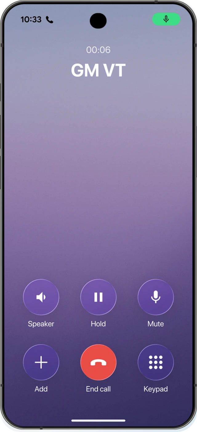 Phone app active call screen