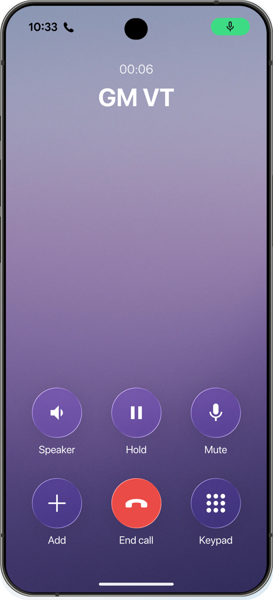 Phone app active call screen